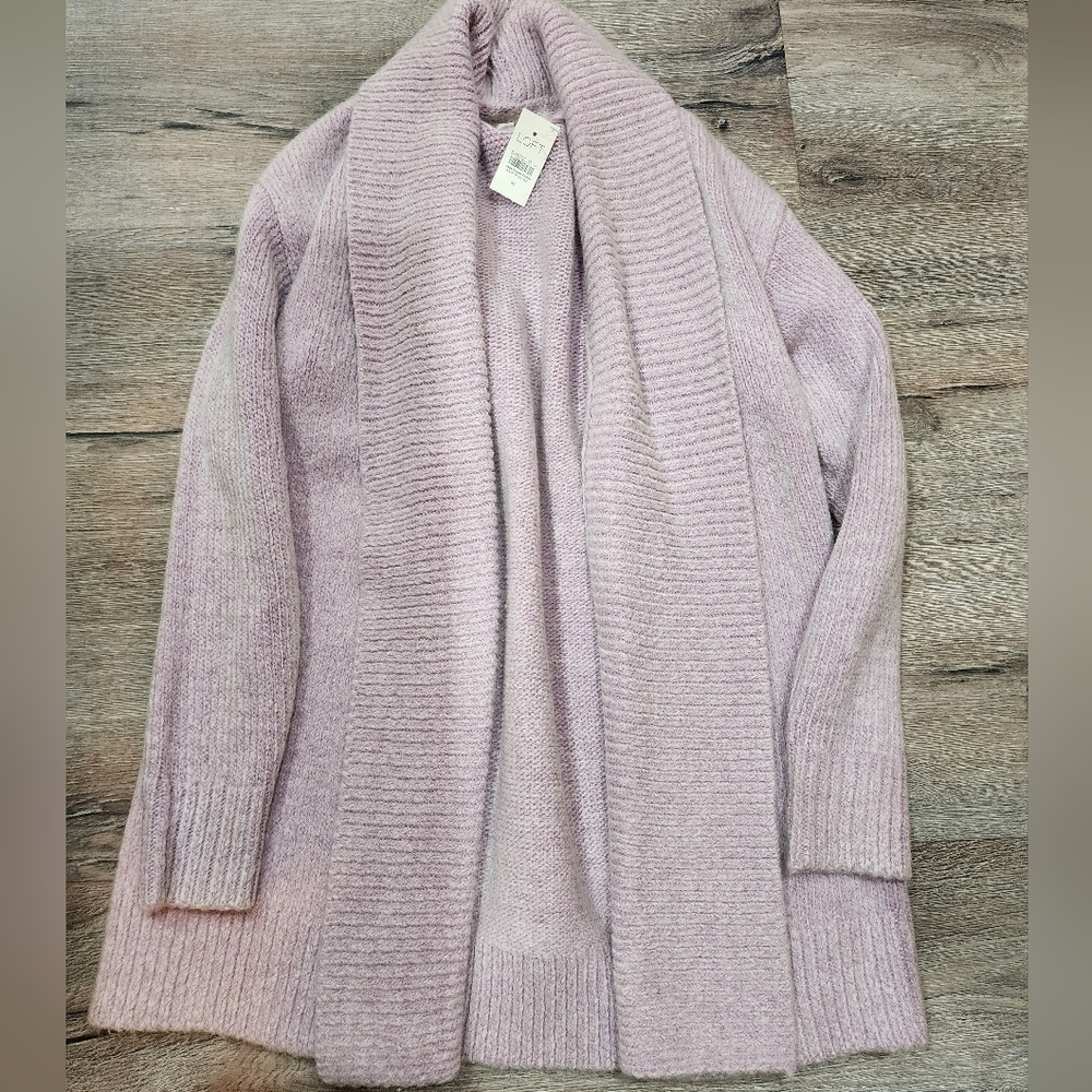 LOFT Lavender Open Front Sweater Beauitful New Nwt